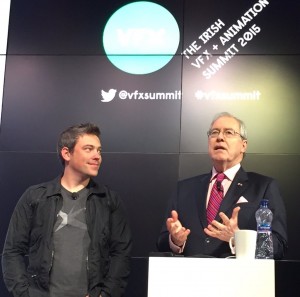 US Ambassador Kevin O'Malley with Kevin Bailie (CEO of Atomic Fiction) at the VFX and Animation Summit